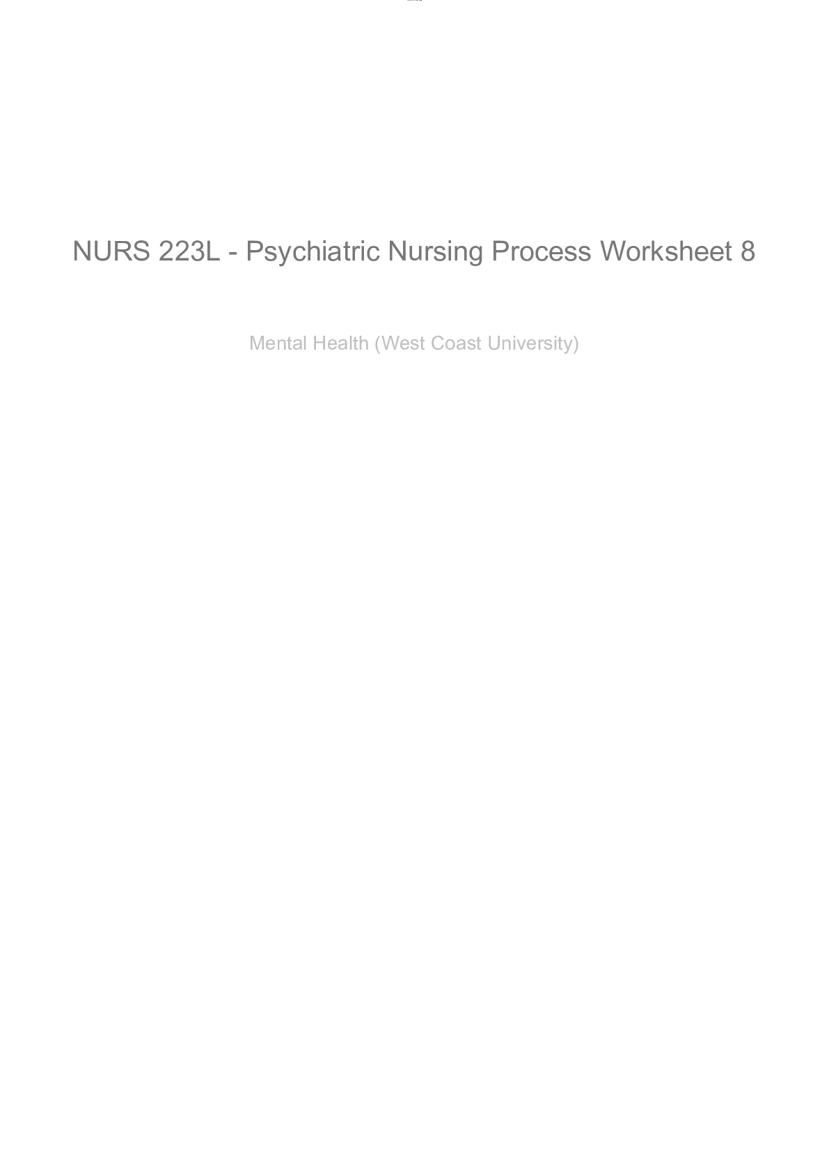 Preview of NURS 223L Psychiatric Nursing Process Worksheet Daily Charting 1